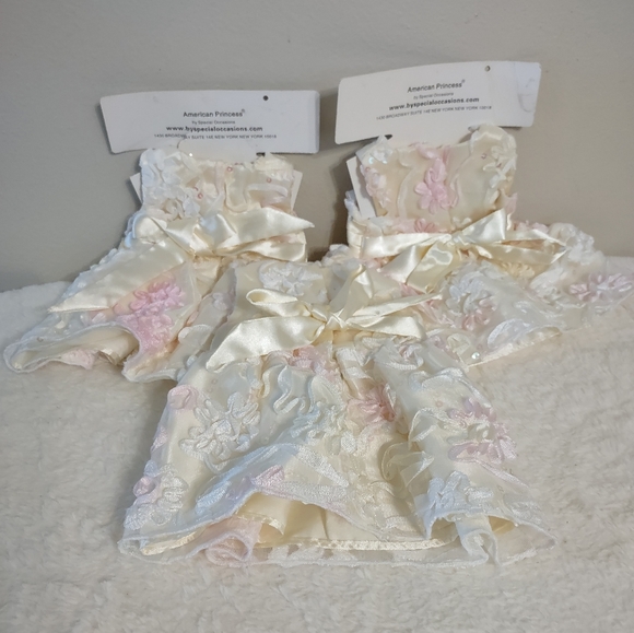 3 American Princess For "18" Girl Doll Dresses Special Occasions Cream&Pink "14" - Picture 2 of 14